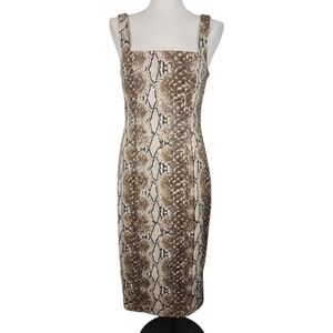 Lovers + Friends Revolve Faux Leather Snakeskin Sheath Easton Midi Dress M